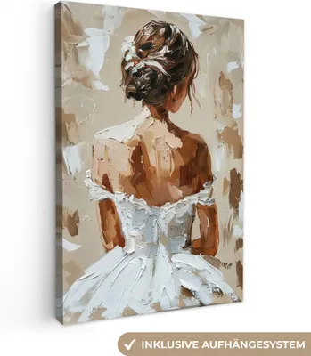 Produktbild von Wanddeko 80x120 cm - Frau - Farbe - Abstrakt - Beige - Modern, Leinwand Bilder, Gemälde, Wanddeko