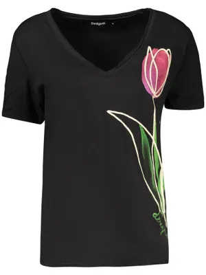 Image de T-shirt noir à manches courtes DESIGUAL pour femme