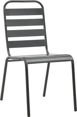 Image de vidaXL Chaises de jardin 4 pcs. Design à lattes acier gris foncé