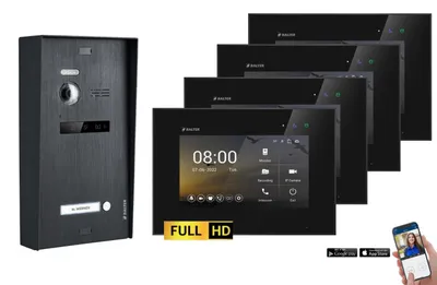 Produktbild von BALTER EVO-HD Aufputz Video Türsprechanlage 2-Draht BUS für 1-Familienhaus 4x 7" Touchscreen Monitor Schwarz-Schwarz-mit WiFi