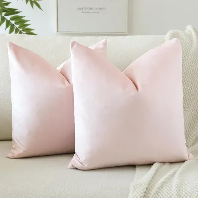 Immagine prodotto di Set di 2 federe per cuscini in velluto, 45x45 cm, rosa chiaro