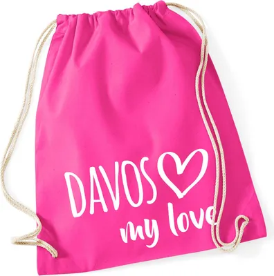 Produktbild von Huuraa Turnbeutel Davos my love 12 Liter Fuchsia Baumwolle Rucksack Geschenkidee
