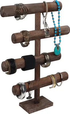 Produktbild von Belle Vous 4 Stufen Schmuck Ständer Holz Ketten Aufbewahrung Schmuck Organizer - 48 cm Hoch - Schmuckbaum für Ketten, Armbänder, Uhren, Scrunchies und