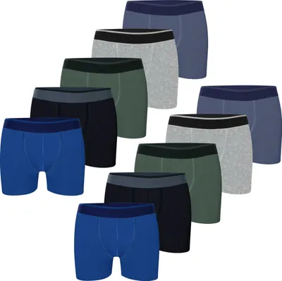 Produktbild von 10 Jungen Boxershorts Unterhosen aus Baumwolle Unterwäsche - Schwarz 140-146