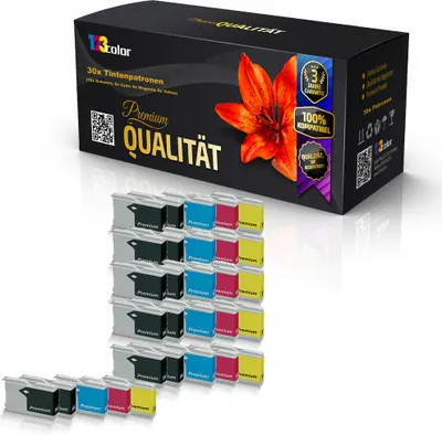 Produktbild von 123Color 30x kompatible Tintenpatronen kompatibel mit Brother LC970 LC1000 MFC235C MFC240C MFC260C MFC465CN MFC660CN MFC665CW MFC680CN MFC685CW MFC845CW - Sparpack - Color Line Serie - LC 1000 LC 970 - 123color