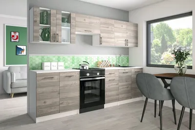 Produktbild von Roe Furniture | Küchenzeile - 260 cm - Braun (Nelson) - Einbauküche, Küchenblock, Singleküche, Singleküchenblock, Küchen - Tischplatte Weiß