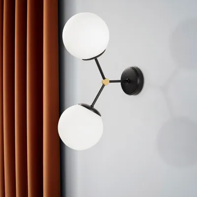 Produktbild von Opviq, Moderne Wandleuchte, Metallkörper, Schwarz-Weiß, 28 x 15 cm, Höhe: 44 cm, 2 x E27 Max 40 W, IP20, inkl. Montageanleitung, Elegantes Design für Hotel & Zuhause.