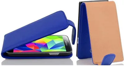 Immagine prodotto di Cadorabo custodia protettiva per Samsung Galaxy S5 MINI / S5 MINI DUOS cover in blu flip case custodia per cellulare cover in Pelle finta