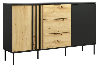 Immagine prodotto di raumhirsch, cassettiera, colore nero, impiallacciatura di quercia "Artisan", dimensioni 165 x 92 x 40 cm