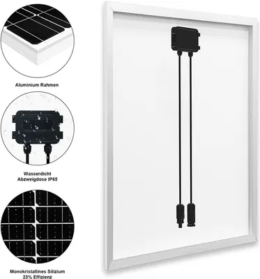 Produktbild von 100W Solarpanel 12V Monokristallines 100 Watt Solarmodul für Wohnwagen Haushalt