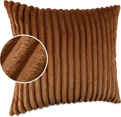Produktbild von Dekokissen LILLI BIG CORD Velour mit Reißverschluss 40x40cm Einfarbig UNI Fuchsrot Sofakissen pflegeleicht