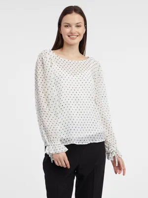 Obrázek produktu pro Bílá dámská puntíkovaná halenka 38