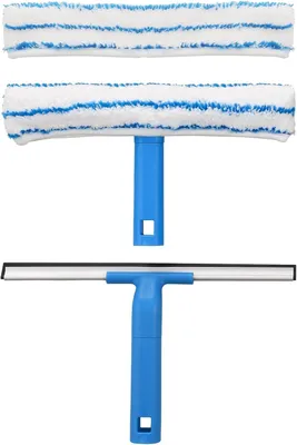 Image de Kit de nettoyage de vitres 30 cm, comprenant une raclette en silicone et un chiffon en microfibre, nettoyant 2-en-1 pour les vitres