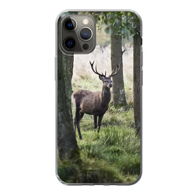 Produktbild von MuchoWow® Handyhülle Schutzhülle Hülle für iPhone 13 Pro Hirsche - Bäume - Gras Silikon Softcase Handy Hülle - Handy-Tasche