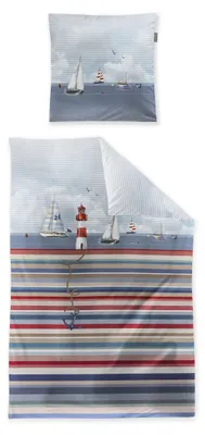 Produktbild von Irisette Mako Satin Bettwäsche Wave 8601-90 Streifen Maritim 135x200