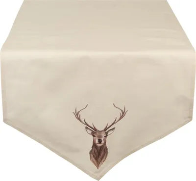 Produktbild von Clayre & Eef Tischläufer 50x160 cm Beige Braun Baumwolle Hirsch