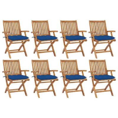 Produktbild von Klappbare Gartenstühle mit Kissen 8 Stk. Massivholz Teak