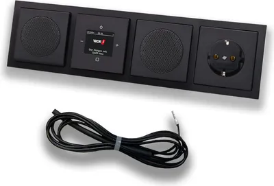Produktbild von Busch Jäger DAB+ Unterputz Radio 8215U-101 SCHWARZ MATT Komplett-Set + 2x Lautsprecher + SCHUKO Steckdose 20EUC-885 0,9 m EBROM Wurfantenne zur Empfangsoptimierung - 8215 U -101 DAB Plus