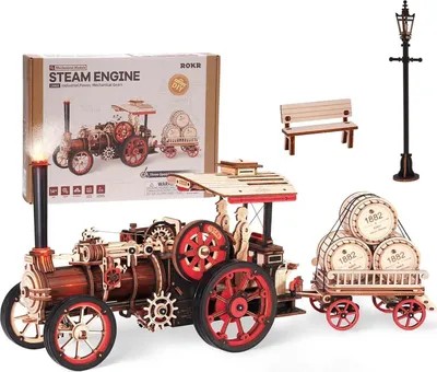 Produktbild von ROKR Holz Dampflok 3D Puzzle bausätze für Erwachsene LKA01