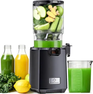 Produktbild von Slow Juicer Kaltpress Entsafter 130mm Einfüllöffnung, 1.8L, Leicht zu Reinigen, BPA-frei, für Obst, Gemüse & Ingwer