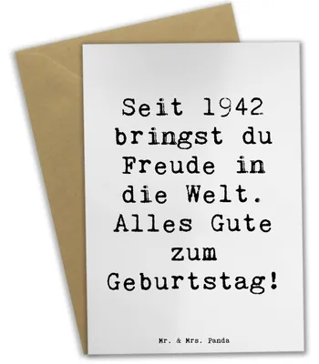 Produktbild von Mr. & Mrs. Panda neujahrskarte Spruch 1942 Geburtstag Freude - Weiß - Geschenk, Geburtstagsgruß, besondere Erinnerungen, weihnachtskarten, Alles Gute zum, hochzeitskarten