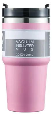Productafbeelding van Herbruikbare Drinkbeker met Deksel en Rietje - 20oz - Roze