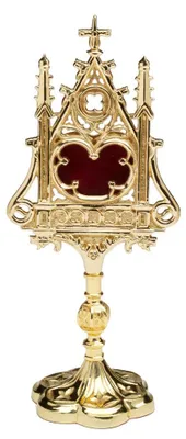 Reliquienmonstranz Kreuz Hausaltar, Messing, 32 cm