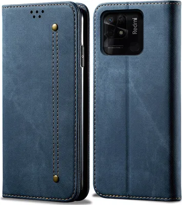 Produktbild von Redmi 10C Hülle, Leder Brieftasche Flip Bookstyle Schutzhülle mit Standfunktion für Xiaomi Redmi 10C Blue Blau