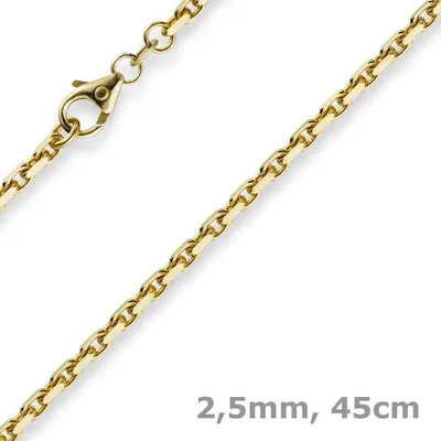 Produktbild von 2,5mm Kette Collier Ankerkette aus 750 Gold Gelbgold 45cm, Goldkette