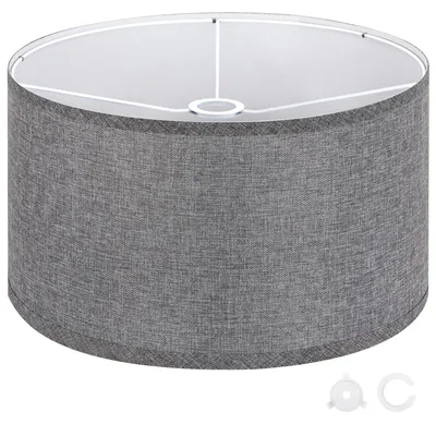 Trommel-Lampenkap, Leinen, Grau, 44,5 cm, für E27