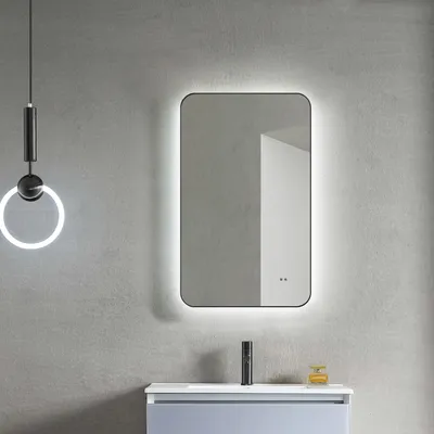 Image de Miroir de salle de bain avec éclairage TALOS LED ALVITO noir mat 70x43 cm - miroir avec fonction Hand Wave Sensor - adapté aux pièces humides grâce au cadre en aluminium