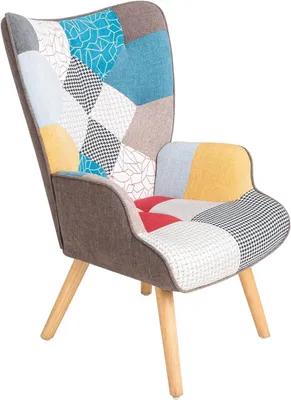Image de Fauteuil relax de style patchwork coloré, dimensions 69x75x95 cm, fauteuil confortable