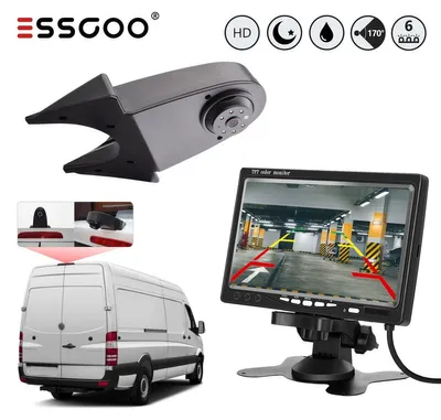 Produktbild von Rückfahrkamera mit 7 Zoll Monitor für Sprinter Crafter Ducato Transporter Einparkhilfe HD 720x480 Nachtsicht Infrarot wasserdicht IP68 170 Grad Farbkamera