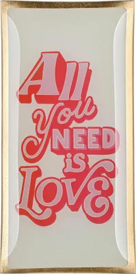 Immagine prodotto di Gift Company Glasteller Love Plates All you need is Love L, Dekoteller, Schale, Glas, Bunt, Gold, 10 x 21 cm, 1044005013