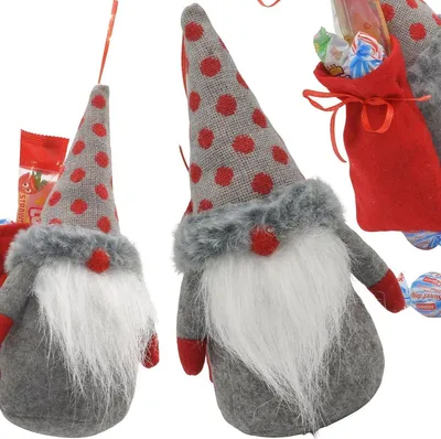 Produktbild von Dekorativer Weihnachtswichtel mit Geschenksack 20 cm – Grau