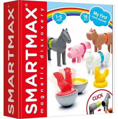 Zdjęcie produktu dla Magnetyczne klocki konstrukcyjne Farma Zwierzątka SmartMax 16 elementów