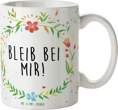 Produktbild von Mr. & Mrs. Panda Tasse Bleib bei mir! - Geschenk, Teetasse, Kaffeetasse, Keramiktasse, Becher, Kaffeebecher