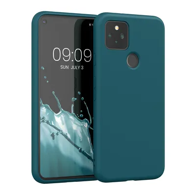 Produktbild von kwmobile Hülle kompatibel mit Google Pixel 5 Hülle - gummierte TPU Silikon Handyhülle - Schutzhülle für kabelloses Laden - Case in Petrol matt