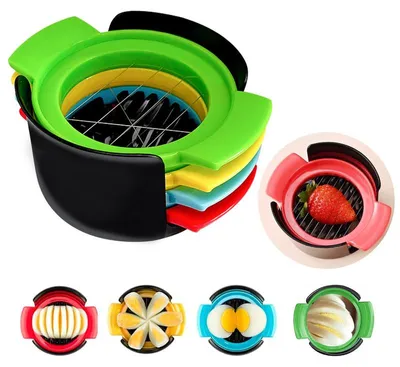 Produktbild von 4in1 Eierschneider Edelstahl Eier Teiler Multifunktion 304 mit 4 Schneideeins채tzen kompakt f체r K체che Fr체hst체ck Salat Obst