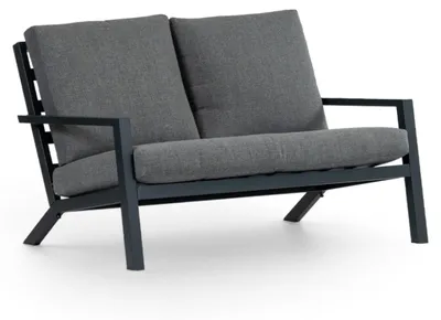 Produktbild von 2-Sitzer Lounge-Sofa | Bezano | Mattschwarz / Grau | Aluminium