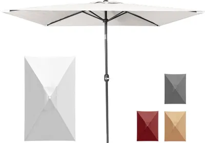 Produktbild von paramondo parajuna - kleiner Sonnenschirm knickbar, 2,3 x 1,3 m, rechteckig, weiß UV-50+, wasserabweisend, Stahlrahmen mit Kurbel | ideal für Balkon & kleine Terrasse