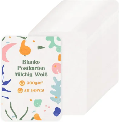 Produktbild von Kraftpapier Karten A6, 90 Stück, 300 g/m², Milky White, für Einladungen