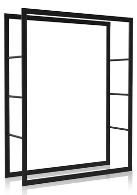Zdjęcie produktu dla Vigevee, półka na drewno kominkowe, wymiary 100 x 60 x 25 cm, metalowa, kolor czarny, jednodzielna, udźwig do 150 kg, stabilna i oszczędzająca miejsce
