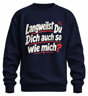 Immagine prodotto di Maglietta con cappuccio o felpa con scritta "Anche tu ti annoi come me", stile sarcastico, colore blu navy, taglia S