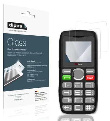 Produktbild von 2x Schutzfolie für TTfone TT890 4G - Anti-Shock 9H Folie dipos Glass Kunststoffglas