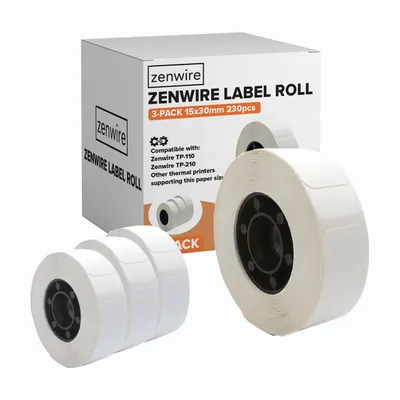 Produktbild von Thermolabel - selbstklebend - 3er-Pack - 230 Stück - Rollen - 15x30 mm - für Minidrucker