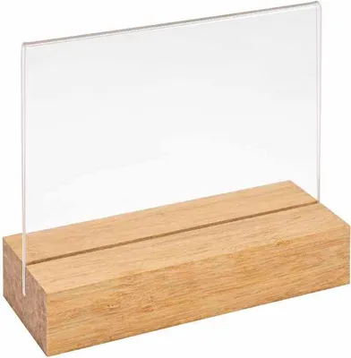 Produktbild von Doppelseitiger Tischkartenhalter DIN A6 Quer mit Fuß aus hellem Bambus / Werbeaufsteller / Menükartenhalter / Bildhalter / Tischaufsteller / Holz / Gastronomie - Zeigis®