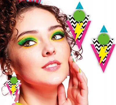 Produktbild von Ohrringe Schmuck DISCO Bunt 80er Blitz Karneval Party Ball