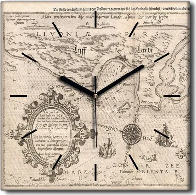 Produktbild von Coloray Uhr auf Leinwand 30x30 cm Wand Uhr Dekoration Wohnzimmer Segeltuch schwarze Hände -Karte von Livonia Vintage