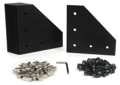 8 Winkelverbinderplatten 120x120x5 mm für 4040 Aluprofile, schwarz